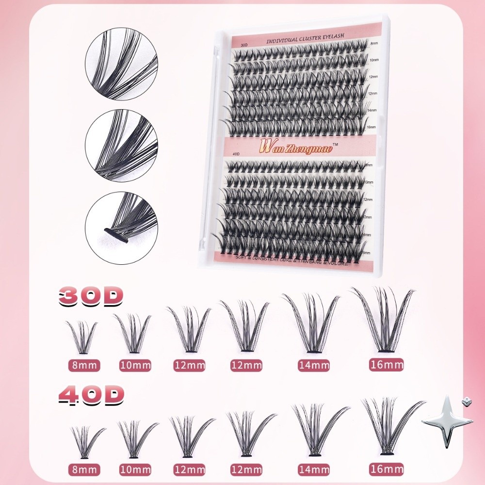 Eyelash Extension Wispy - رموش صناعية بطول 8-16 مم، طقم
